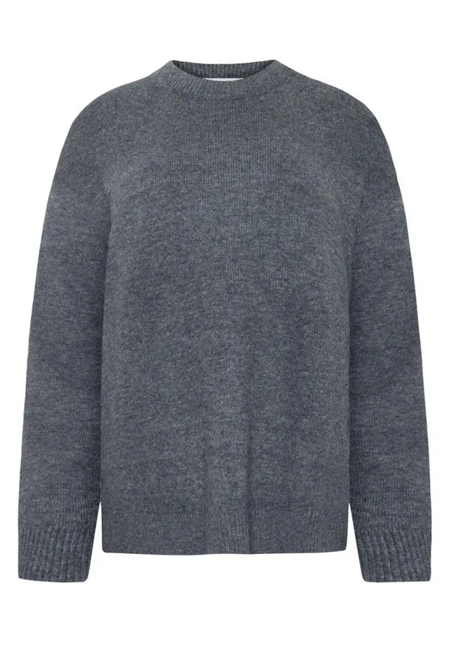 Marlowe Nature Lambswool Crew Neck Pullover dark grey melange