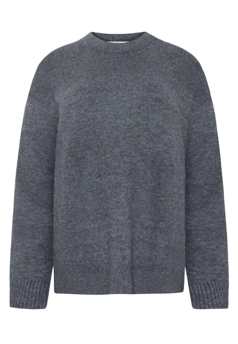 Marlowe Nature Lambswool Crew Neck Pullover dark grey melange