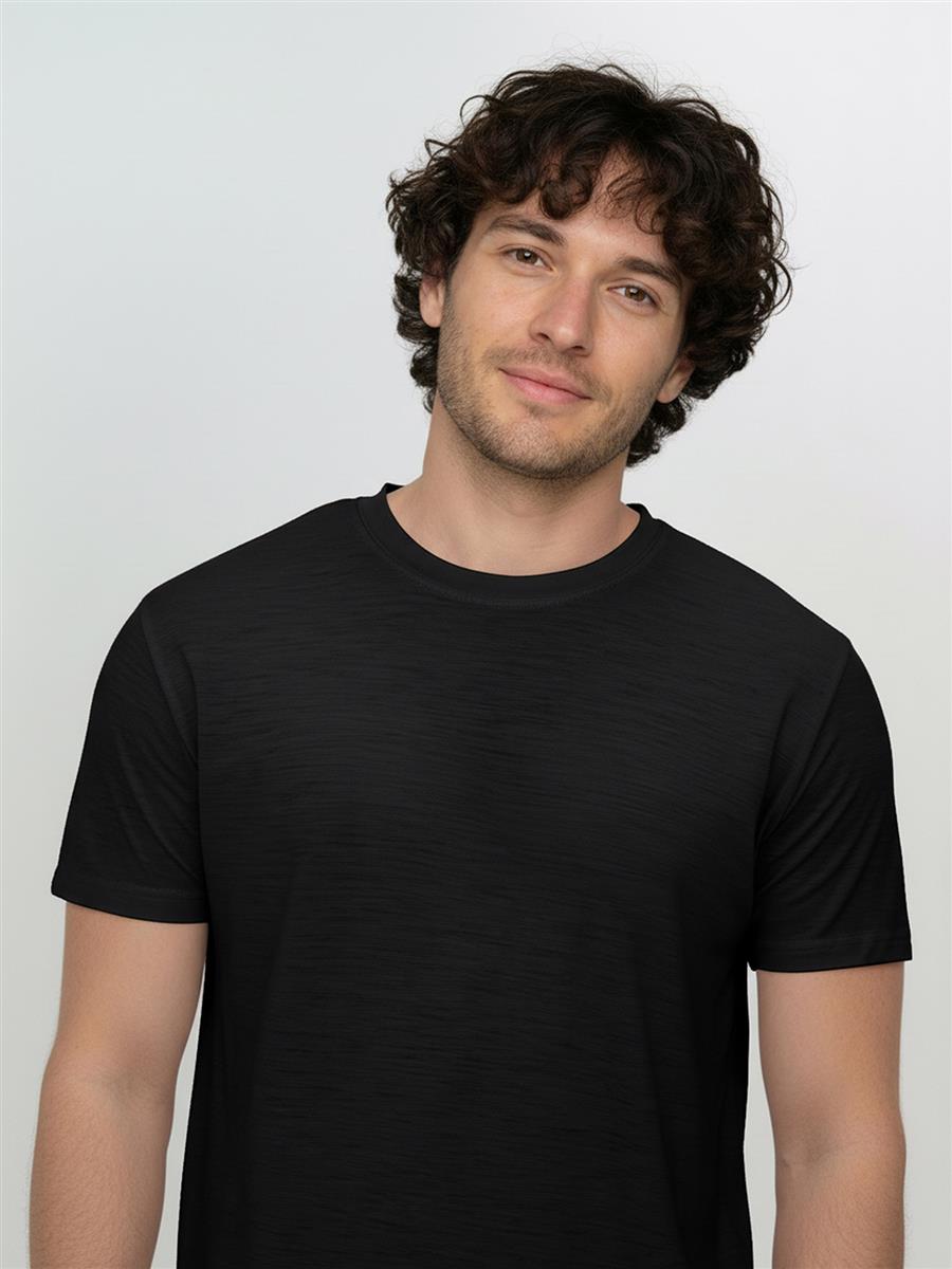 Marlowe Nature Basic Loom Shirt black Merinowolle