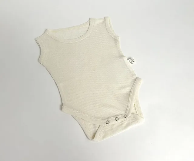 Naturkind Wolle-Bambus Body ärmellos Feinripp Babybody Ecru GOTS