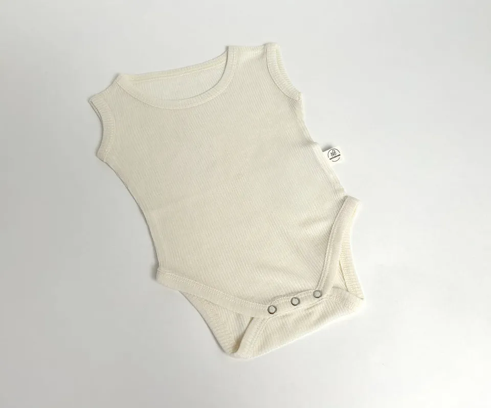 Naturkind Wolle-Bambus Body ärmellos Feinripp Babybody Ecru GOTS