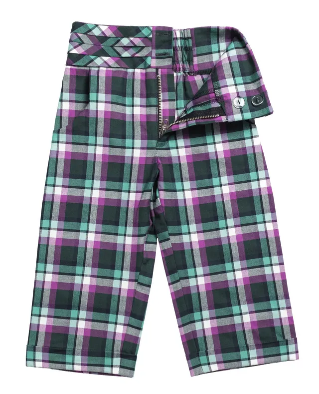 Infantium Victoria Tartan Pleated Belt Pants Karo Hose