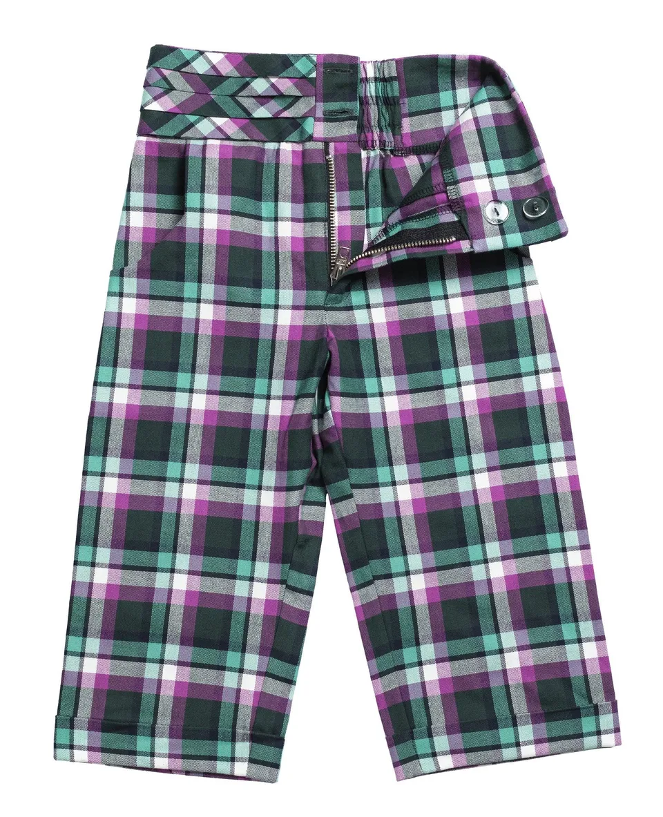 Infantium Victoria Tartan Pleated Belt Pants Karo Hose
