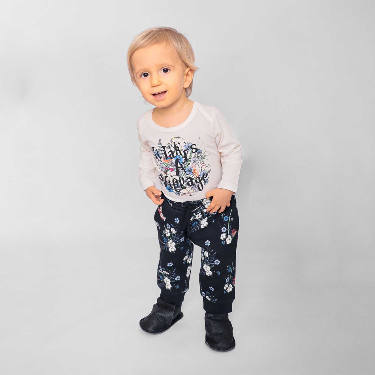 Infantium Victoria Baby Body Weiß mit Print Bio-Baumwolle