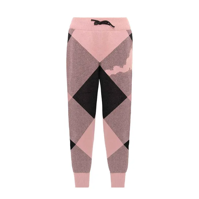 Infantium Victoria Kids Pink Black Knit Pants Strickhose Bio-Baumwolle