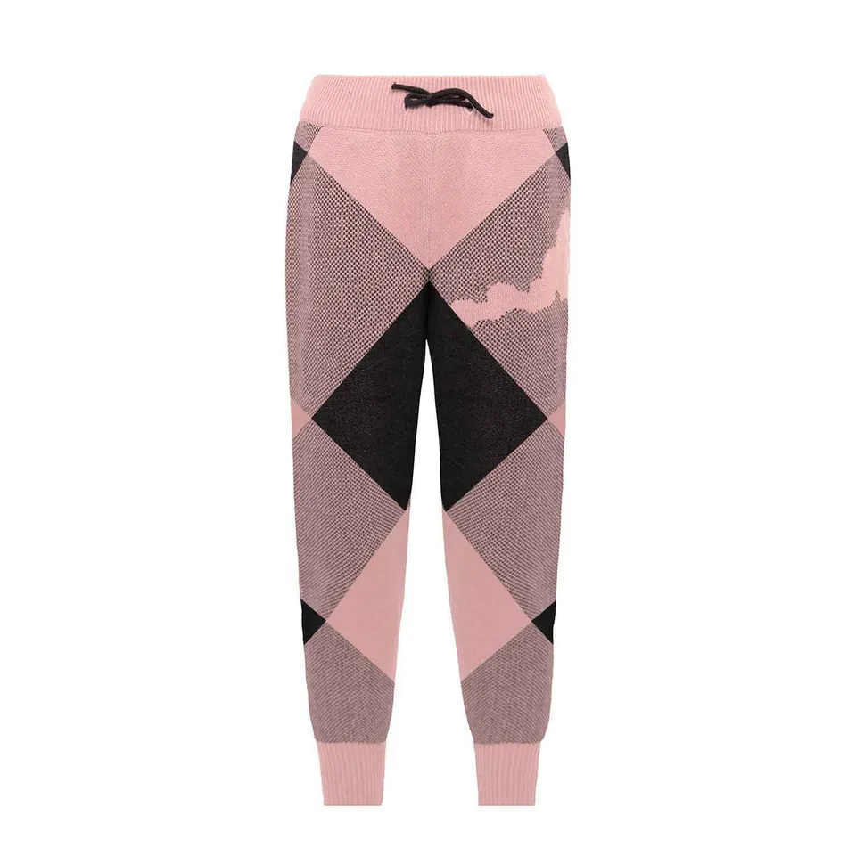 Infantium Victoria Kids Pink Black Knit Pants Strickhose Bio-Baumwolle