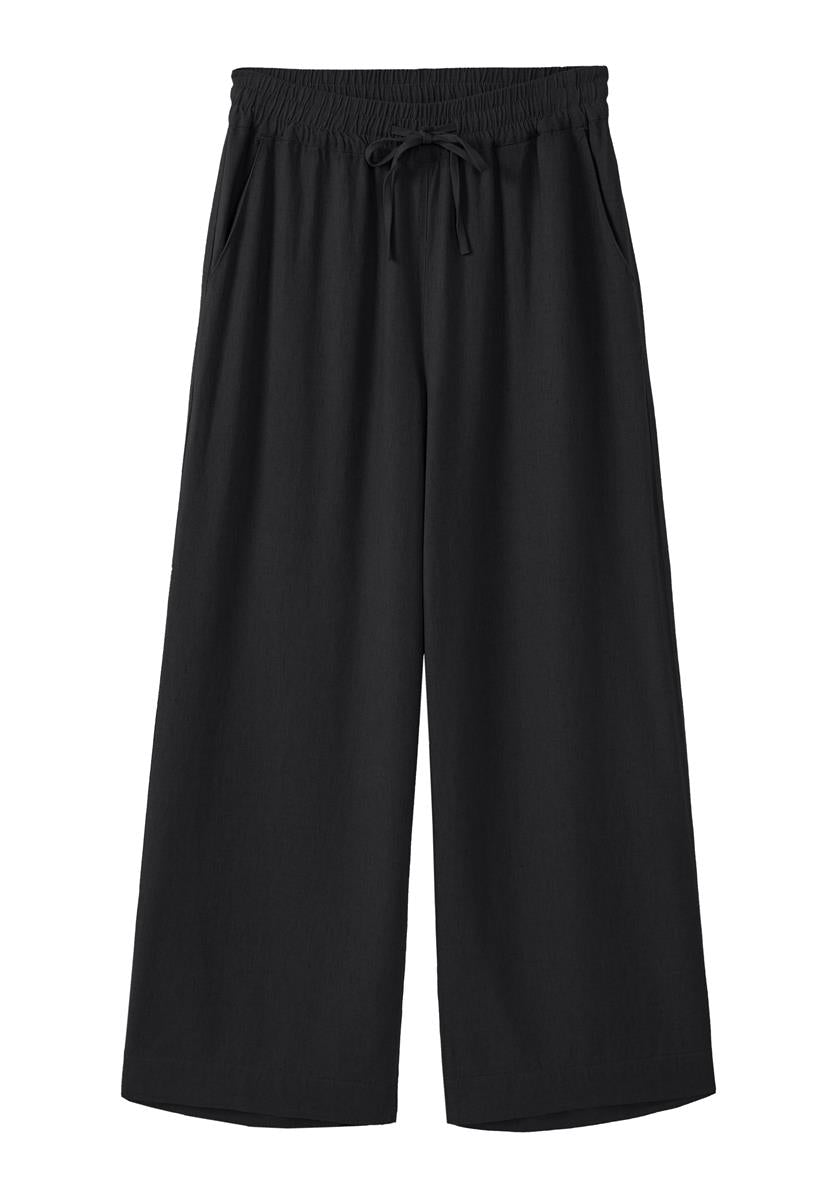 marlowe nature Alisma Hose schwarz weites Bein Viskose-Leinen