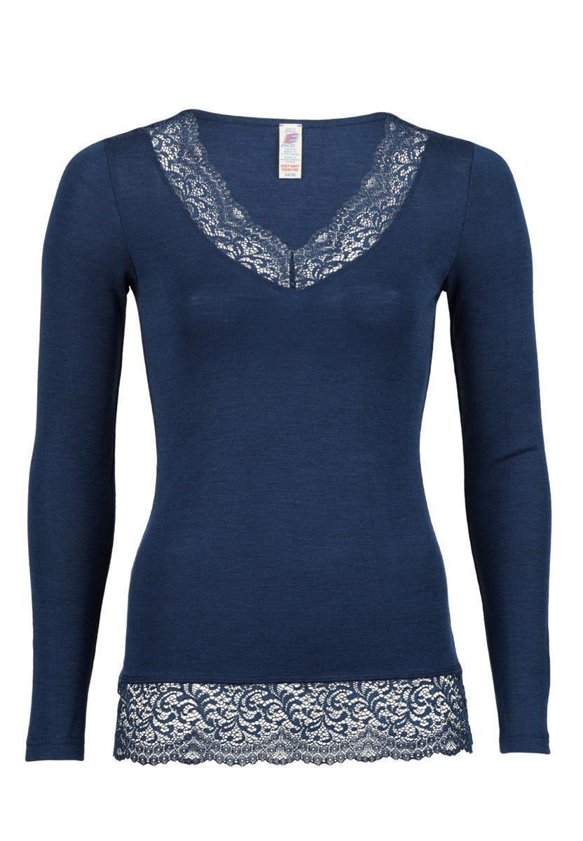 marlowe nature Damen-Shirt Spitze marine 34/36 Merino Seide