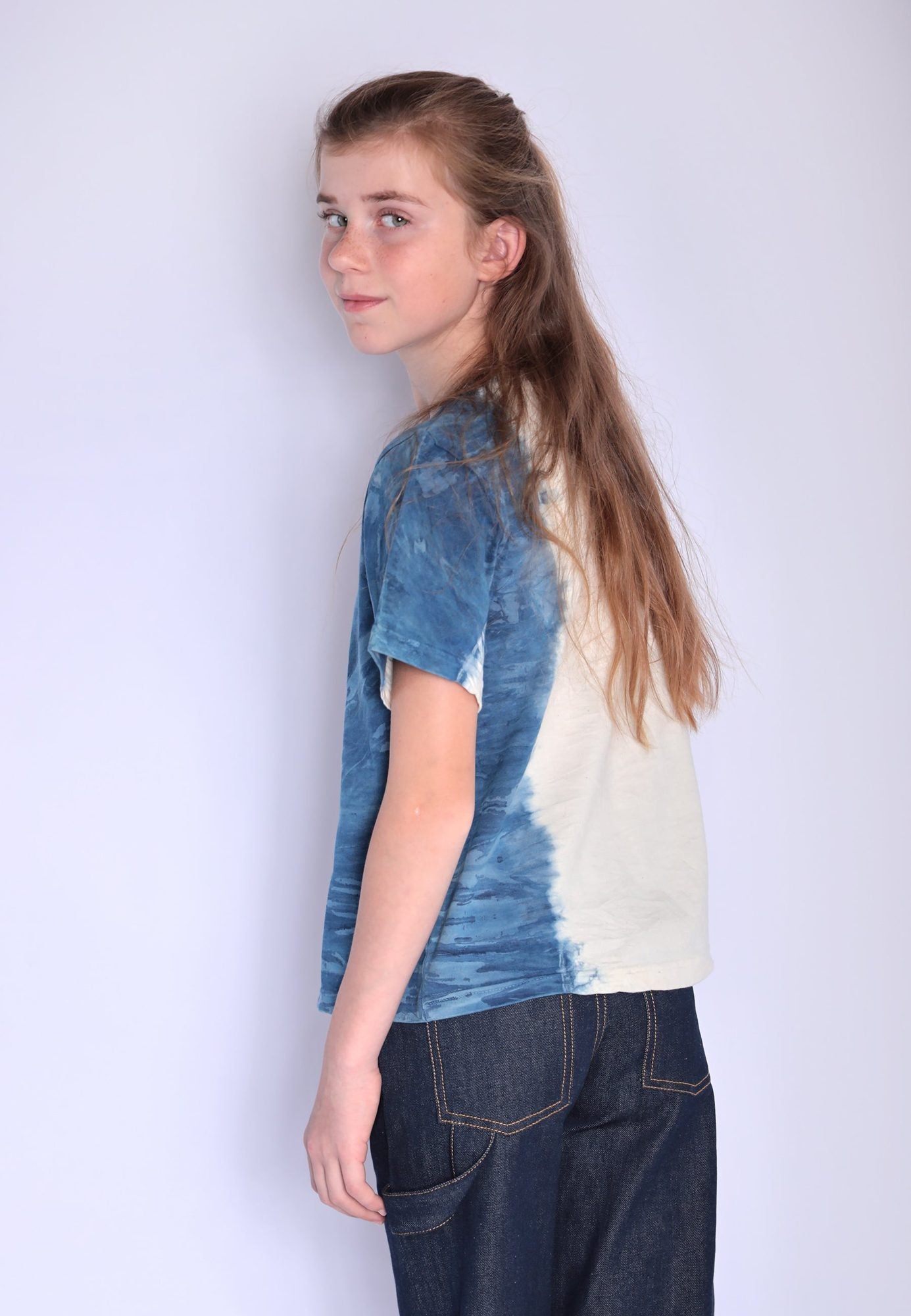 Infantium Victoria T-Shirt Indigo Handdruck Baumwolle blau