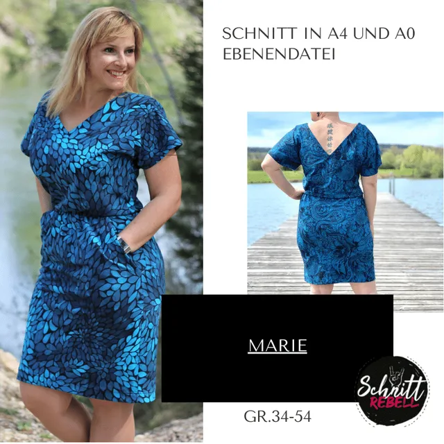 Schnittrebell Marie Kleid Schnittmuster 34-54 Shirt-Option