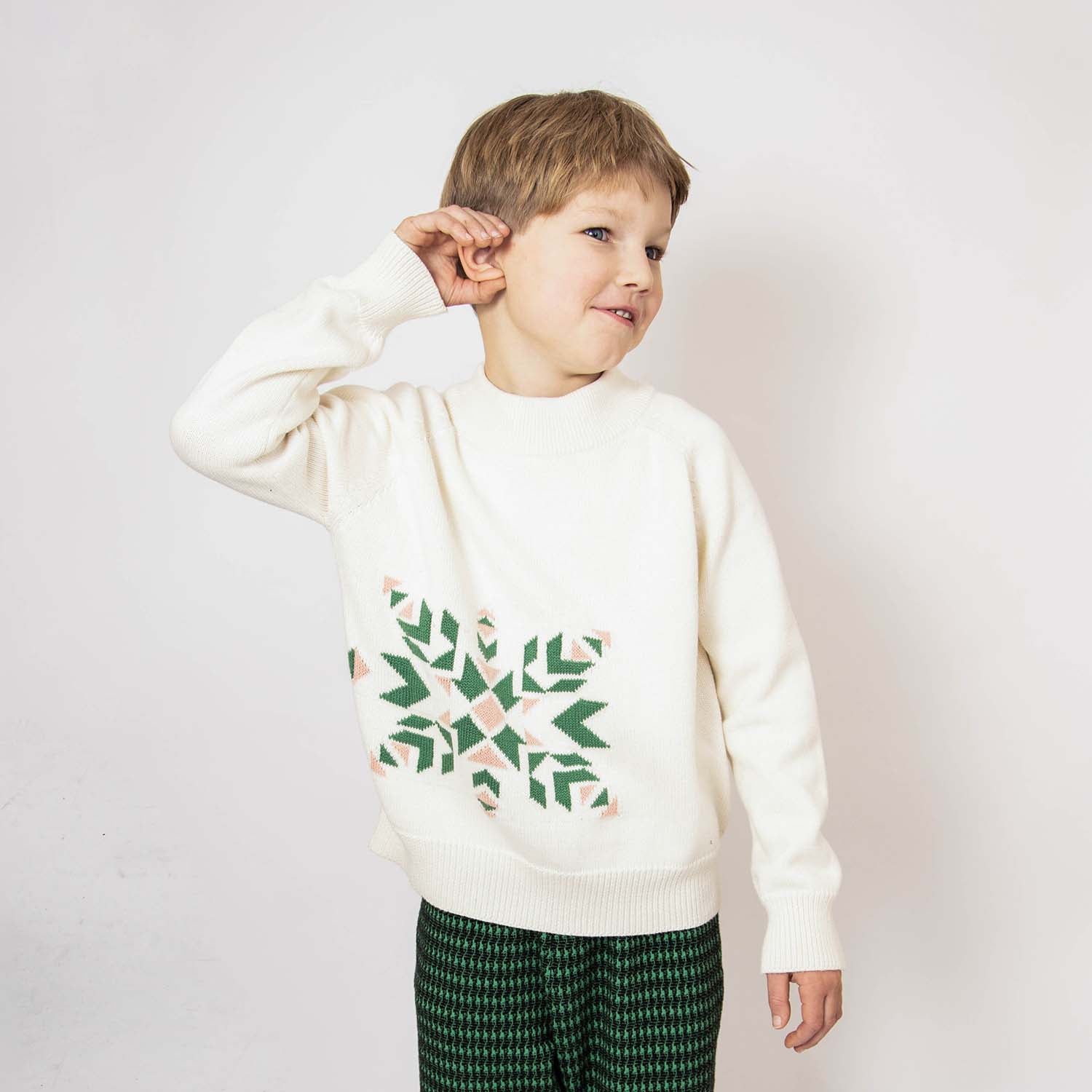Infantium Victoria Snowflake Pullover weiß Bio-Baumwolle