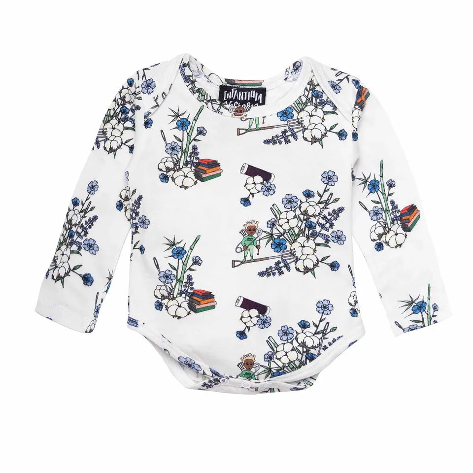 Infantium Victoria Floral White Baby Body Weiß Bio-Baumwolle