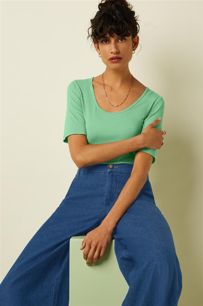 marlowe nature Shirts Carice Top Uni Rib Shirt minty meadow