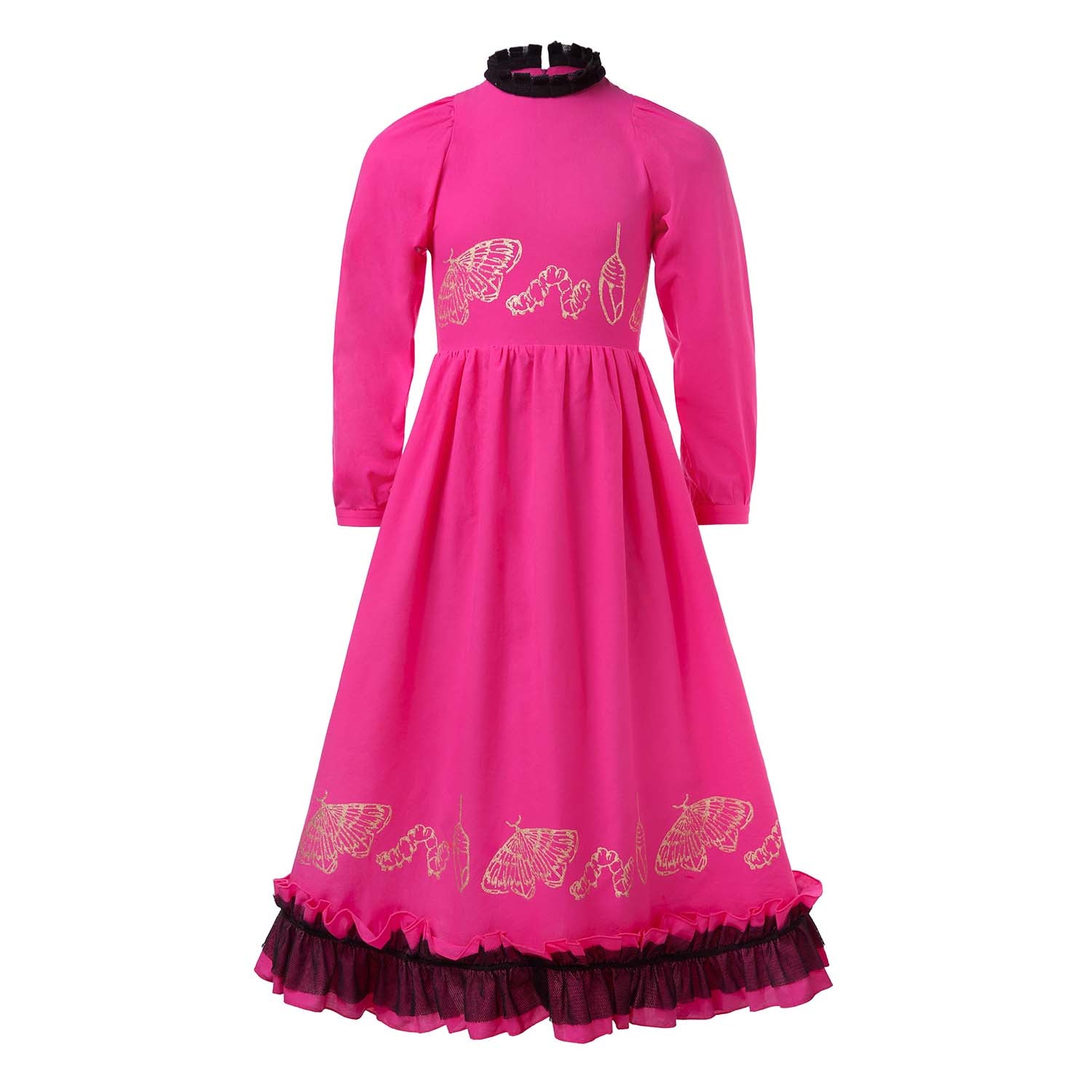 Infantium Victoria Ballkleid Pink Mädchenkleid Baumwolle Goldprint