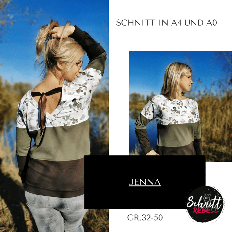 Schnittrebell Ebooks Pullover Jenna Schnittmuster Gr.32-50 Rücken-V