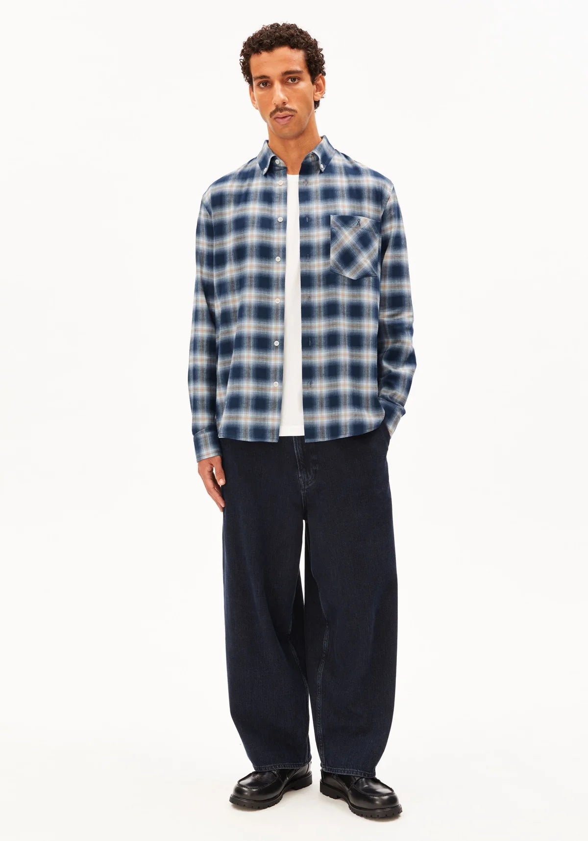marlowe nature Cotton Check Longsleeve Hemd tinted navy Karo