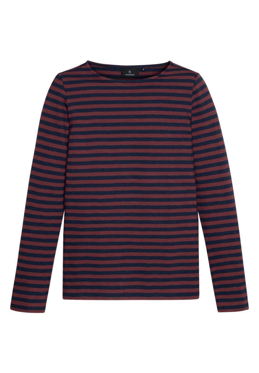 marlowe nature Iris Stripes Longsleeve dark plum Bio-Baumwolle Streifen