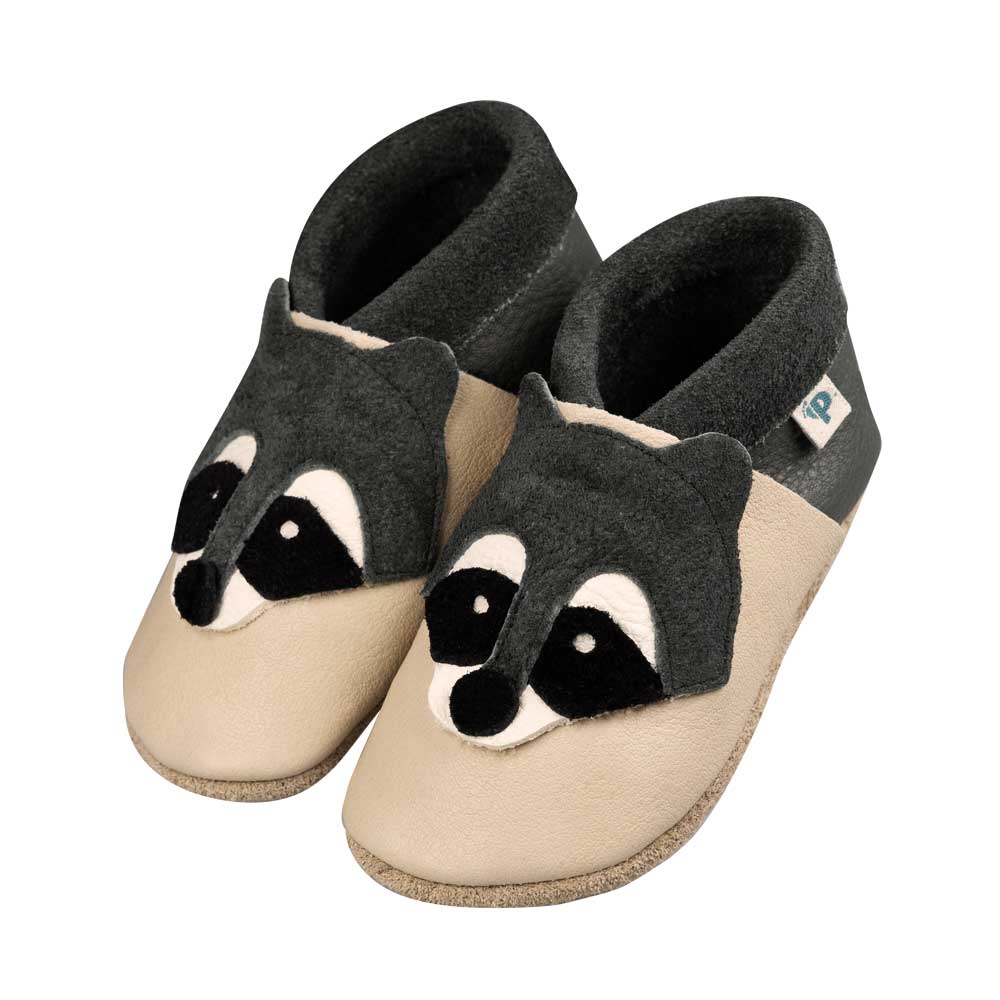 Pantolinos Waschbär Barfußschuhe walnuss/flipper Leder