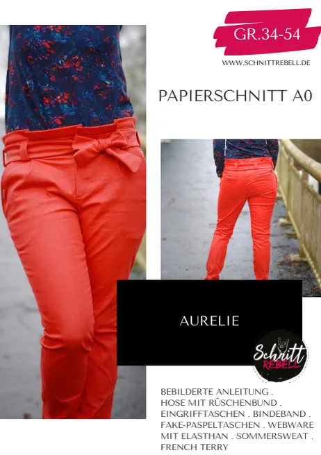 Schnittrebell Aurelie Chinohose Papierschnitt 34-54 A0