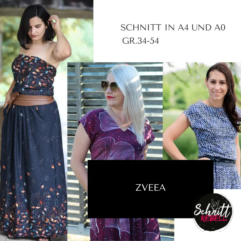 Schnittrebell Ebooks Maxikleid Zveea 3 Varianten Gürtel 34-54