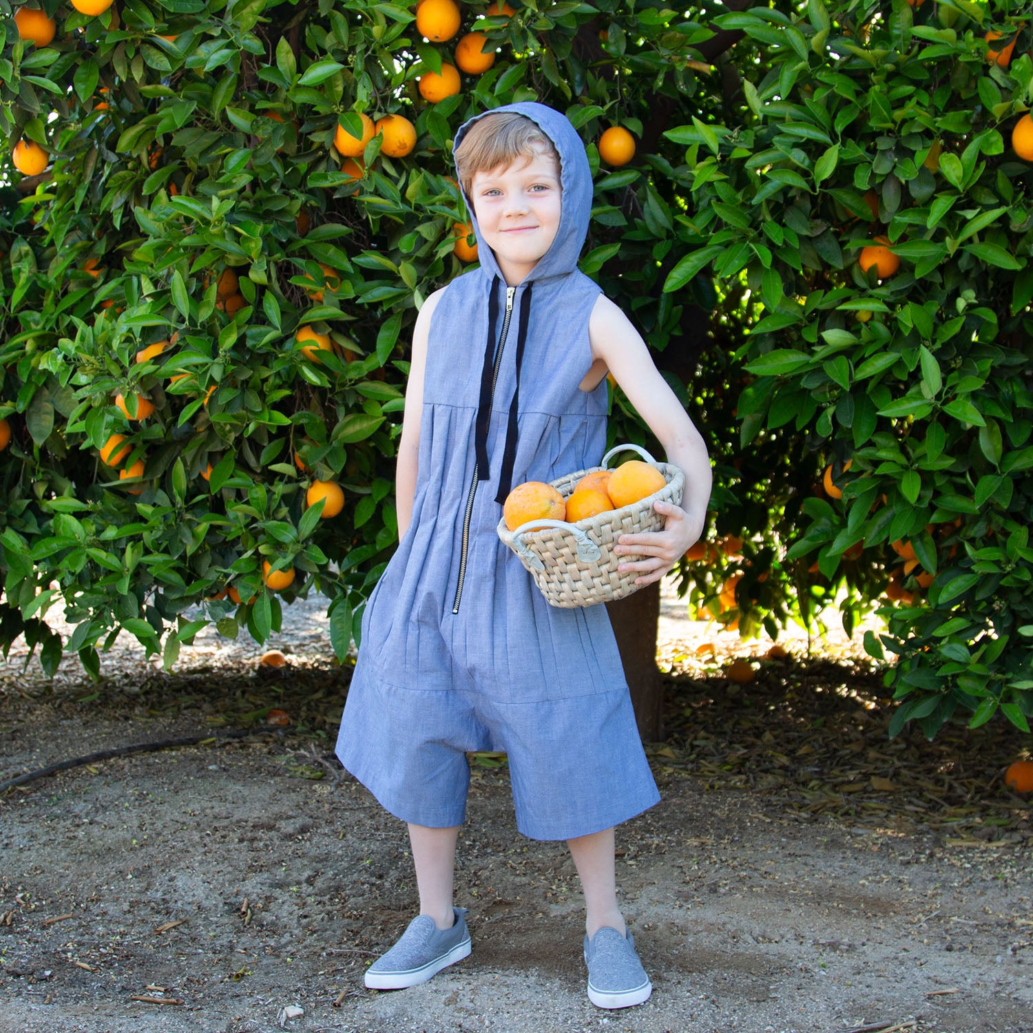 Infantium Victoria Hooded Denim Jumpsuit Overall blau Kapuze