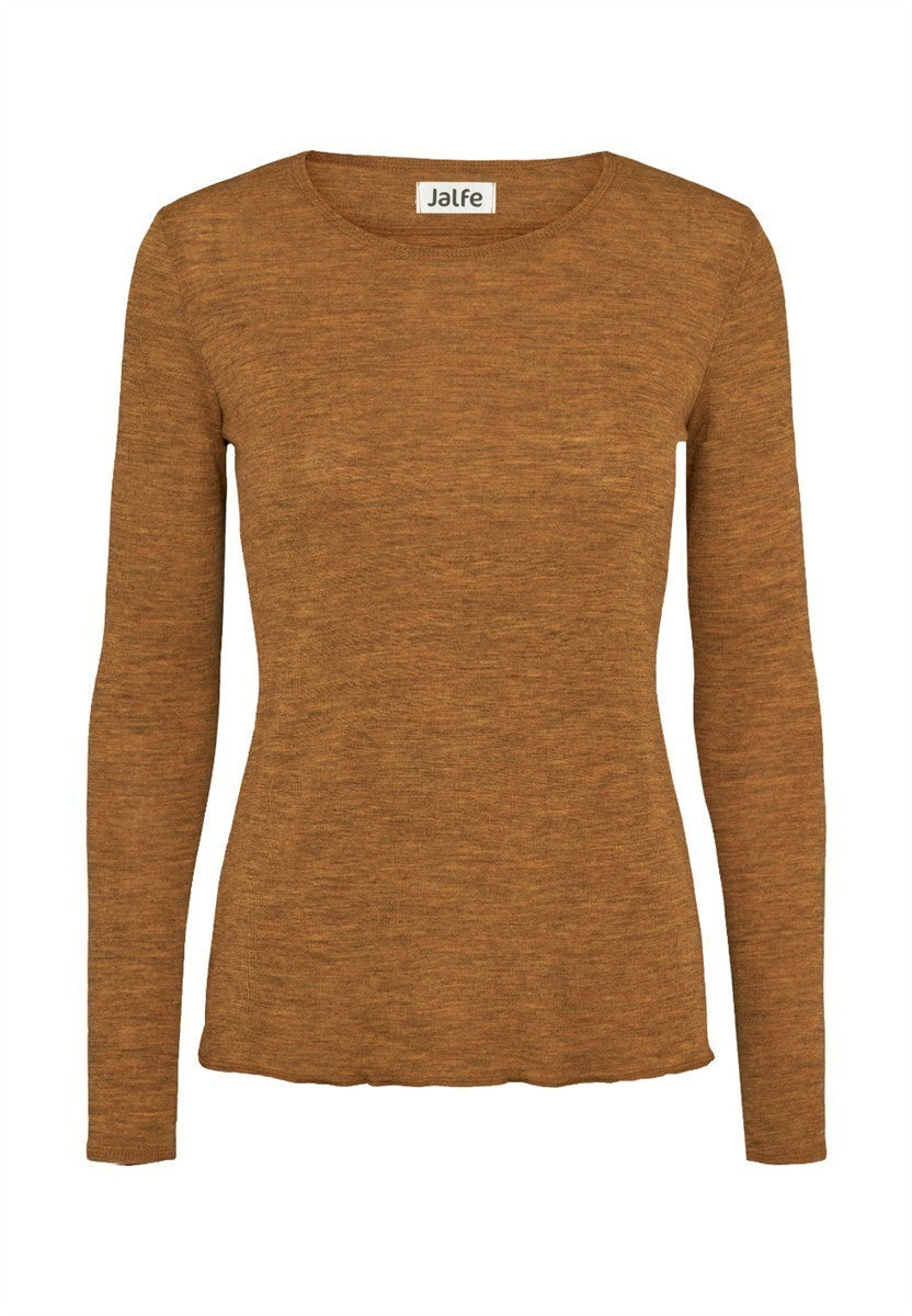 Jalfe Shirt Wolle Plain Damen melange emerald M/38 Wolle