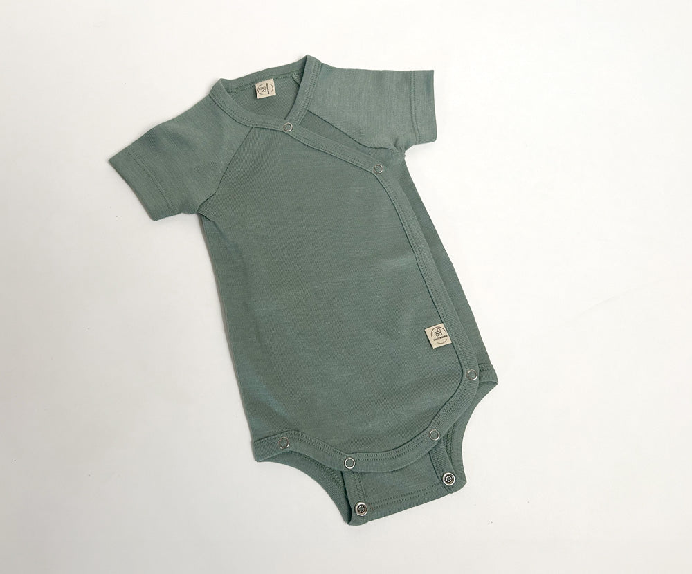 Naturkind Wolle Seide Body kurzarm Babybody Marineblau GOTS