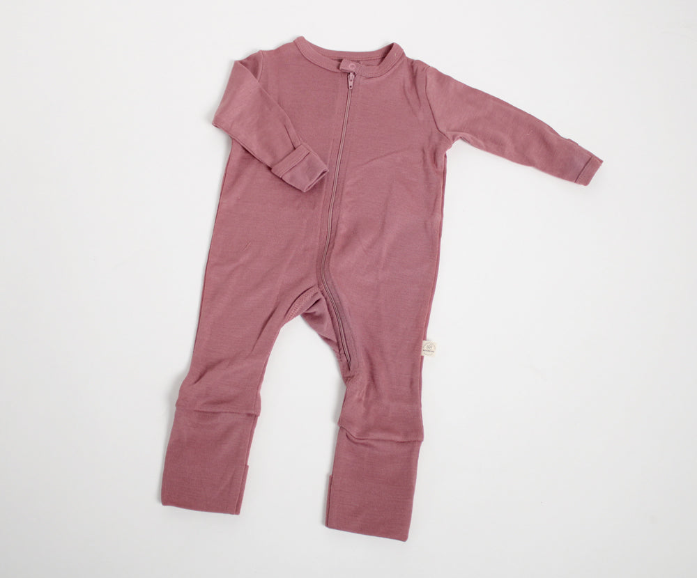Naturkind Wolle Seide Pyjama GOTS Ecru 62/68 mit Zipp