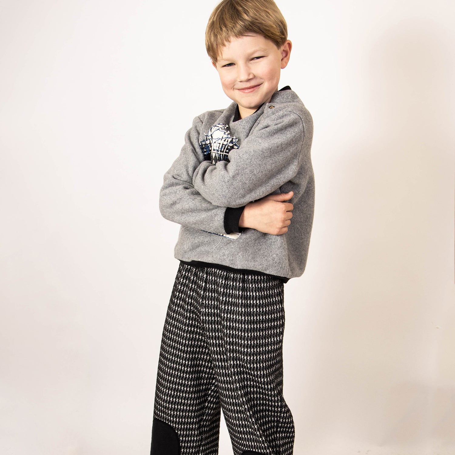 Infantium Victoria Pied de Poule Kinderhose Schwarz 104