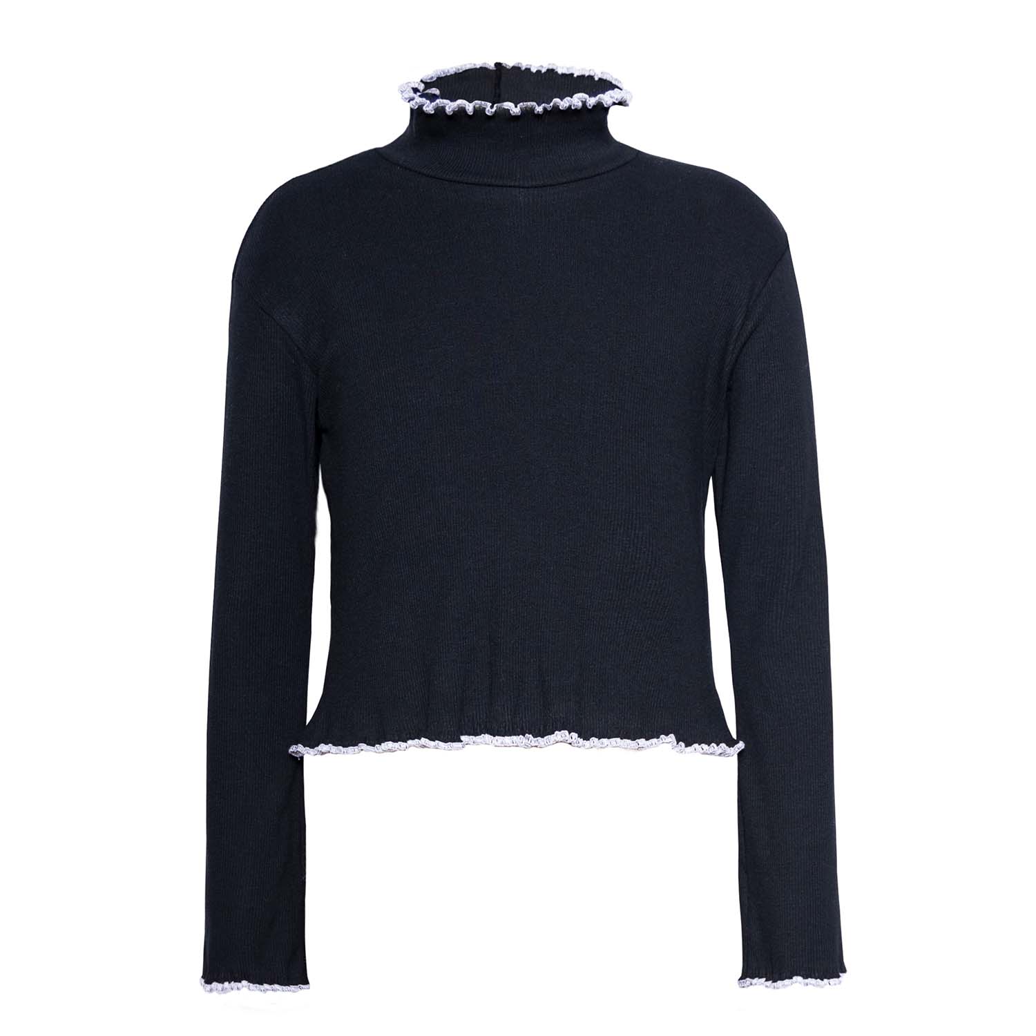 Infantium Victoria Black Turtleneck Top Rollkragen schwarz Baumwolle