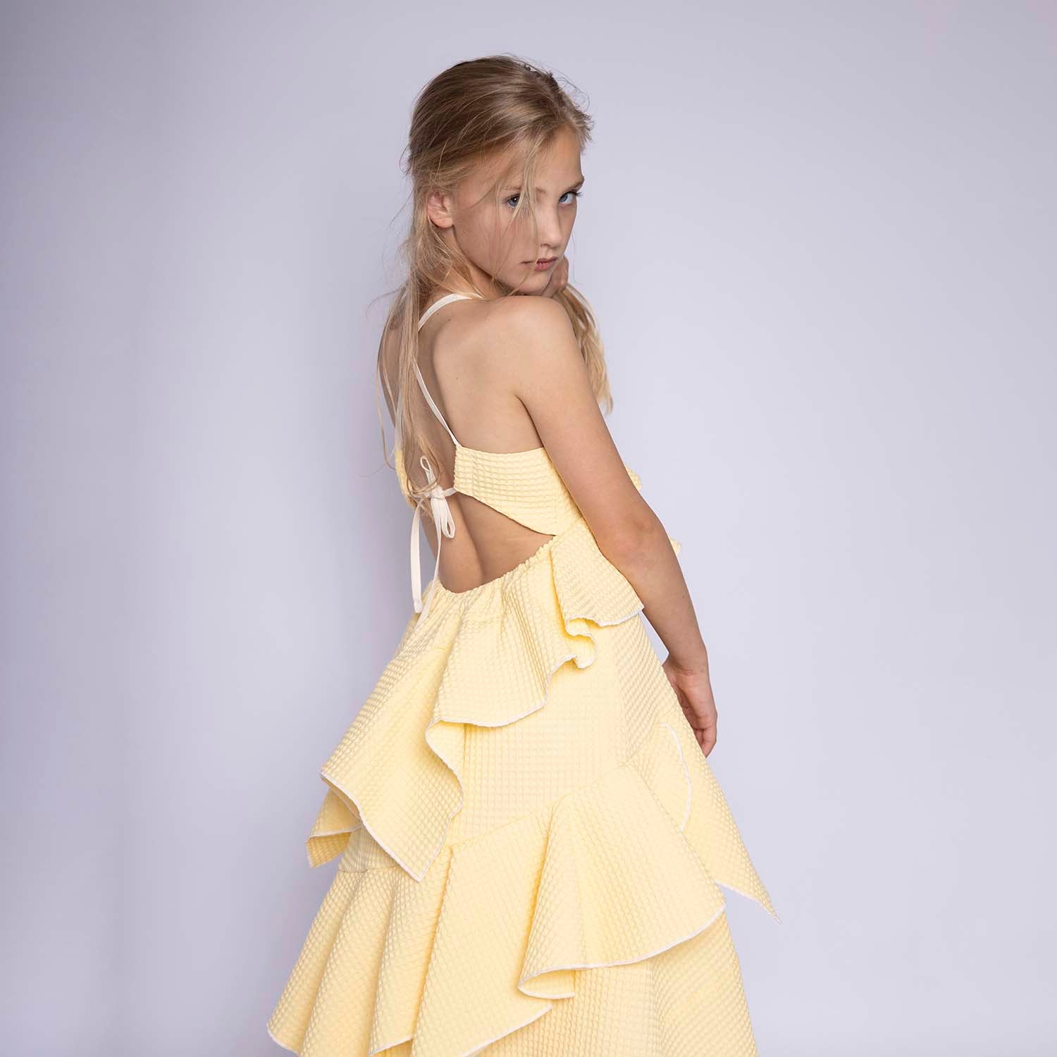 Infantium Victoria Dresses Waffle Kleid Gelb 116 Bio-Baumwolle