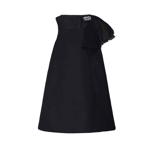 Infantium Victoria Asymmetric Kleid Schwarz Baumwolle Tüll
