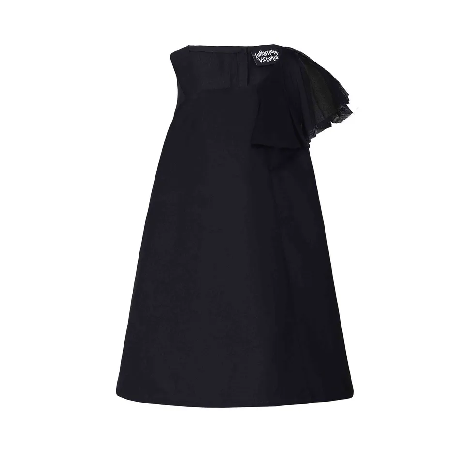 Infantium Victoria Asymmetric Kleid Schwarz Baumwolle Tüll