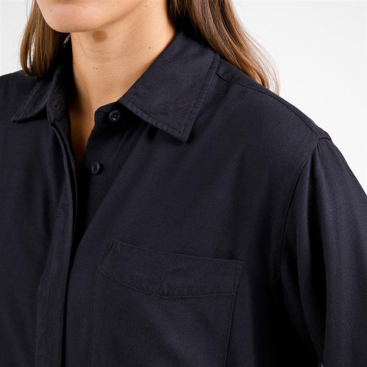 Marlowe Nature Shirt Kosta Heavy Viscose Blusenhemd black ECOVERO