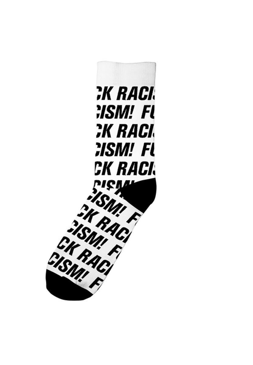 Dedicated Sigtuna Fuck Racism Socken weiß 36-40 Bio-Baumwolle