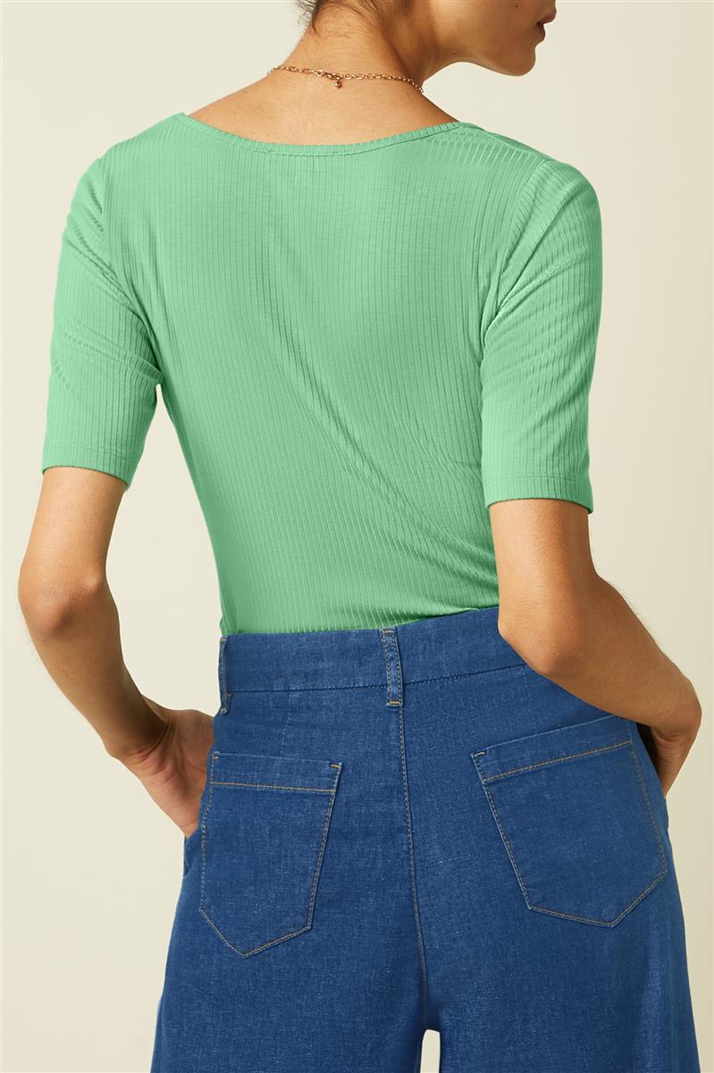 marlowe nature Shirts Carice Top Uni Rib Shirt minty meadow