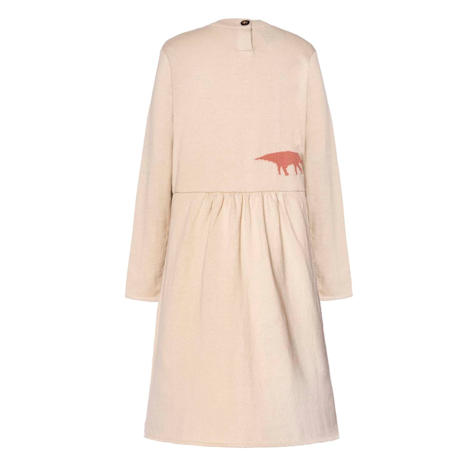 Infantium Victoria Strickkleid Mädchen beige Bio-Baumwolle Dino