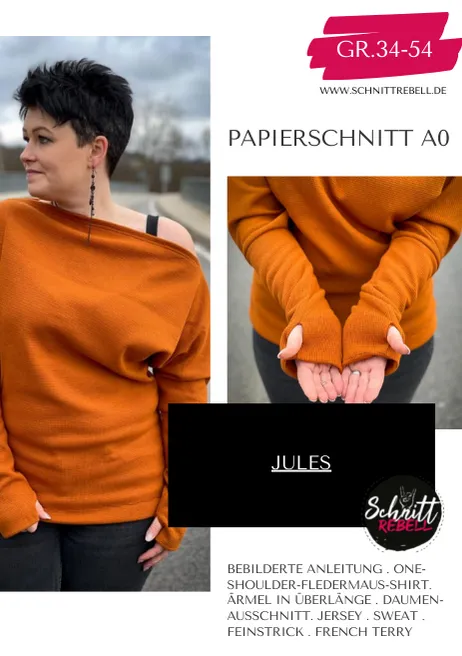Schnittrebell Jules One-Shoulder-Shirt Papierschnitt 34-54