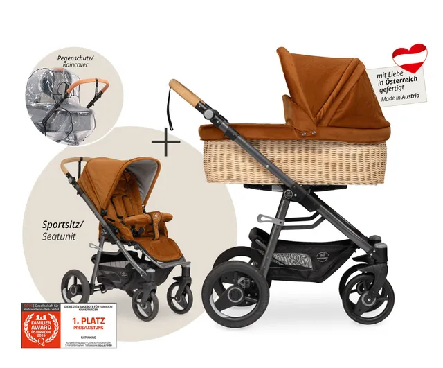 Naturkind Lux Evo 2in1 Kinderwagen geflochten Sand