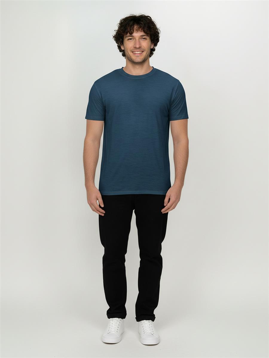 Marlowe Nature Basic Loom Shirt Merino blue pine Größe M