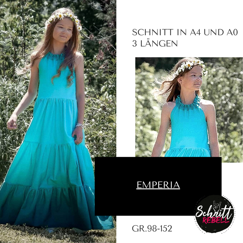 Schnittrebell Emperia Maxikleid Ebook Gr.98-152 3 Längen