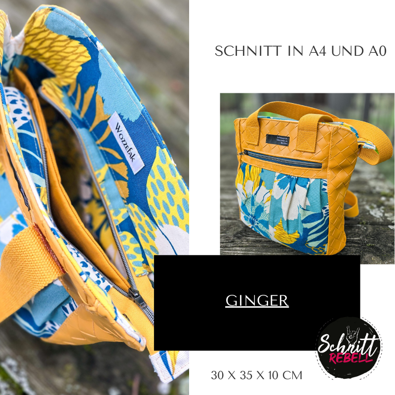 Schnittrebell Ebooks Tasche Ginger Schnittmuster 30x35x10 Falten