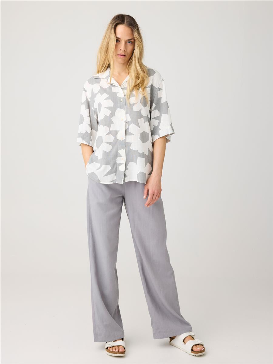 marlowe nature Printed Shirt Bluse grey Leinen-Lyocell floral