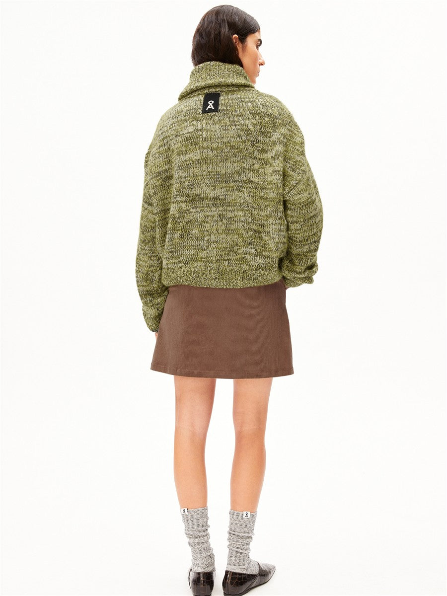 marlowe nature Mouliné Brushed Knit Cardigan oatmilk-mosslace