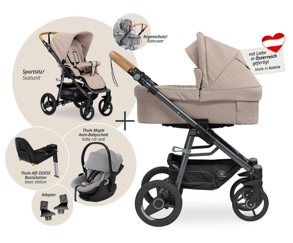 Naturkind Lux Evo 4in1 Kinderwagen mit Autoschale