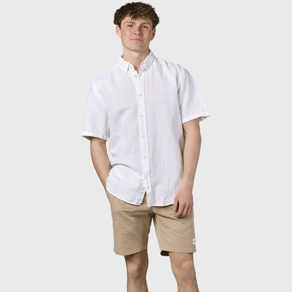 marlowe nature Mikkel Linen Shirt Kurzarmhemd surf blue Leinen