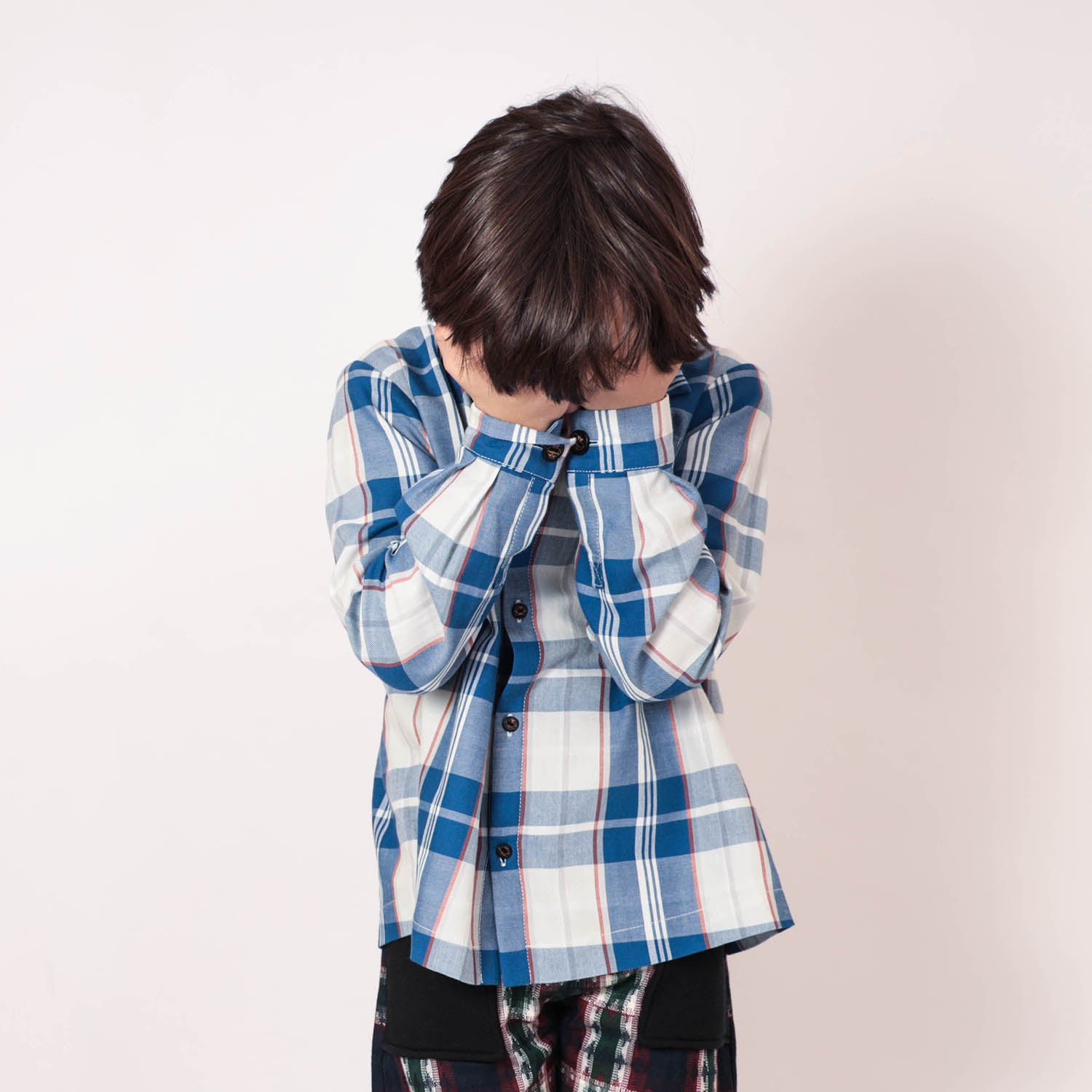 Infantium Victoria Karohemd Blau Weiß Tartan Kinderhemd
