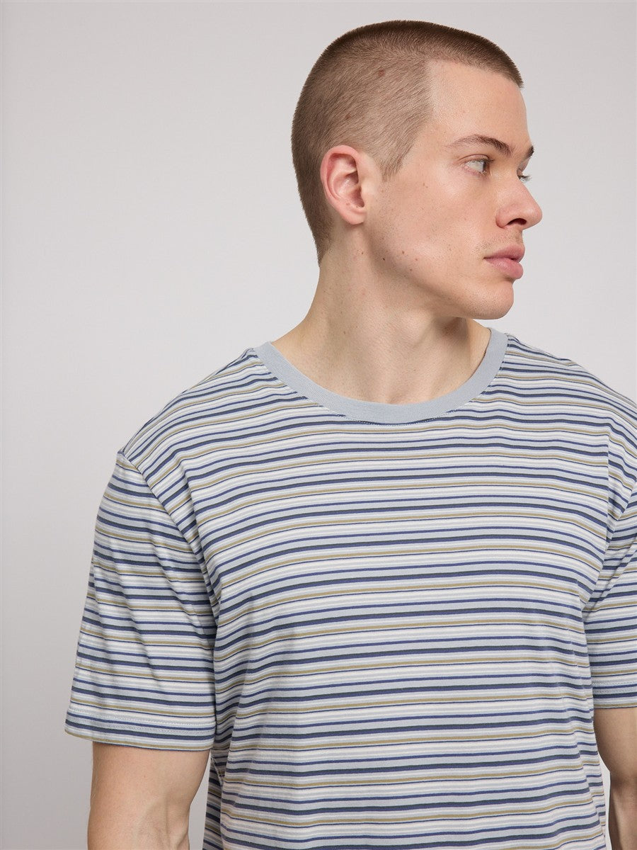 Marlowe Nature Retro Striped T-Shirt ice blue multicolor M Bio