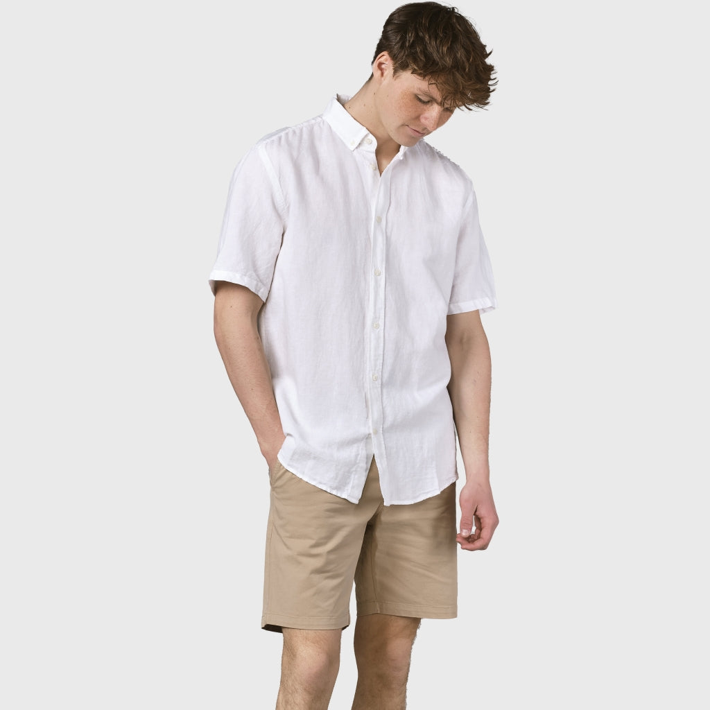 marlowe nature Mikkel Linen Shirt Kurzarmhemd surf blue Leinen