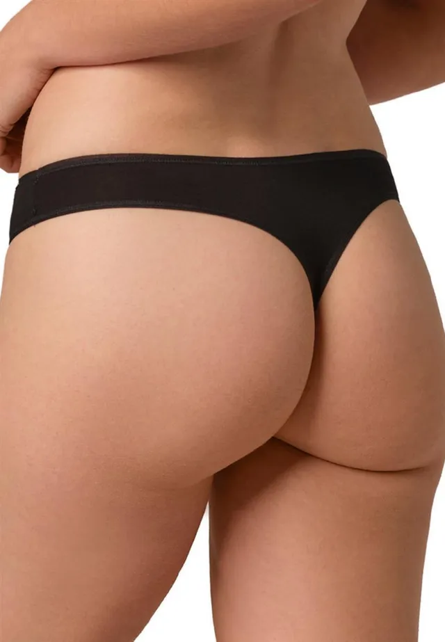 marlowe nature String Low Cut String schwarz Bio-Baumwolle